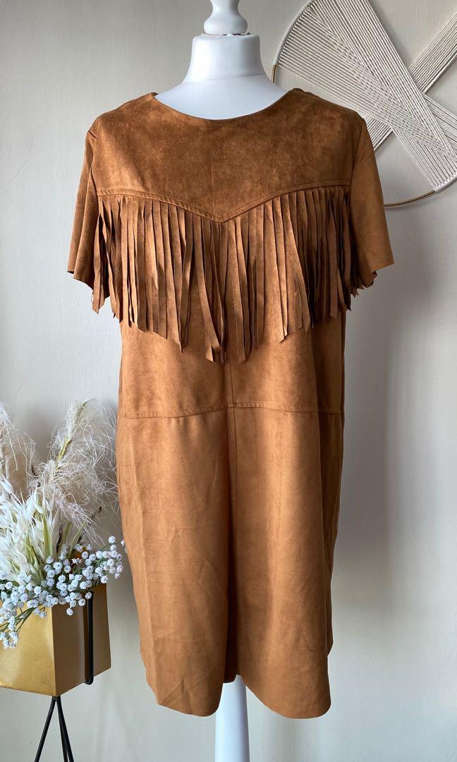 MISSGUIDED Faux Suede Festival Fringe dress Women s Fashion Dresses Sets Dresses on Carousell