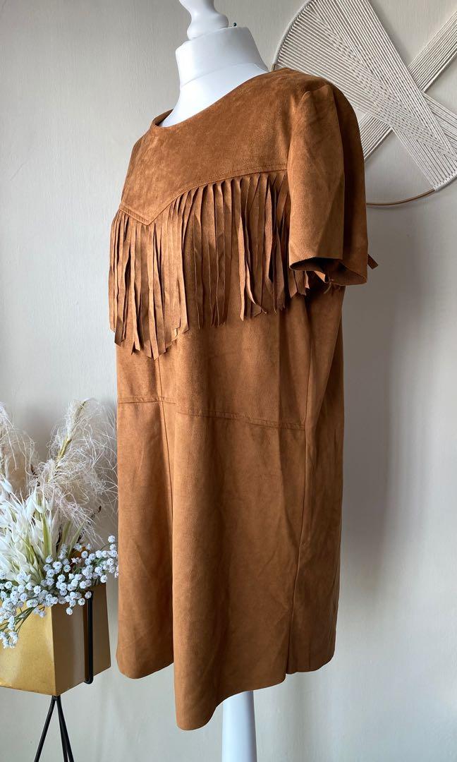 MISSGUIDED Faux Suede Festival Fringe dress