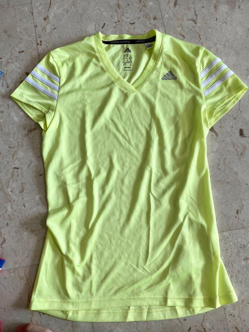 Neon Yellow Adidas Running Shirt, Women's Fashion, Tops, Other Tops on