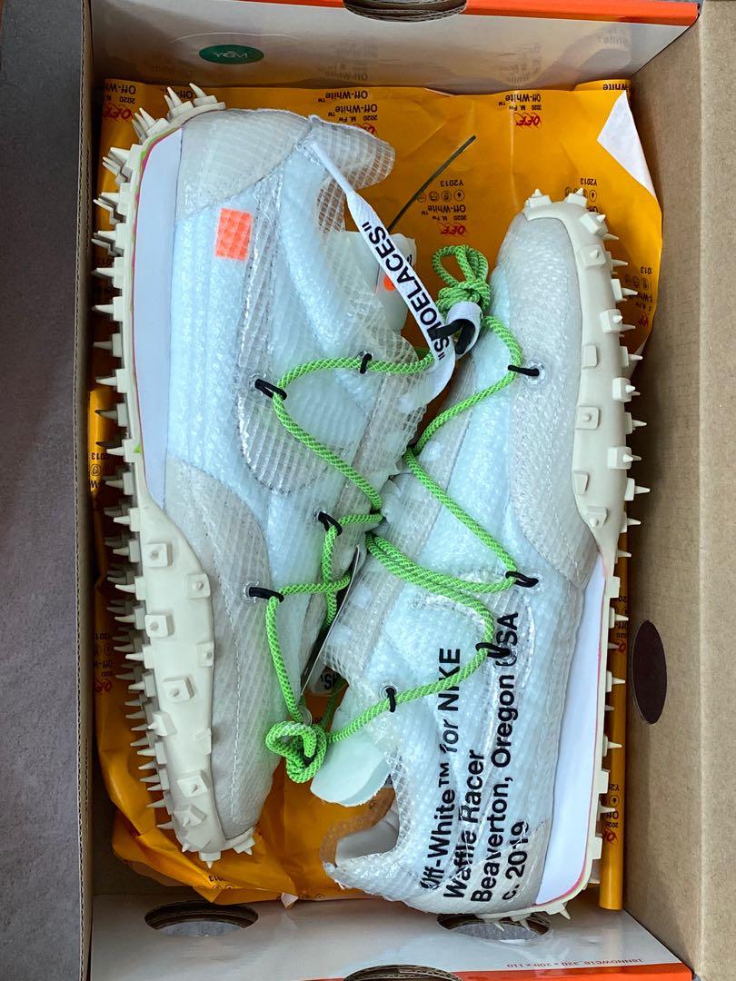 Off White x Nike Waffle Racer White Black Electric Green EUR39 UK6
