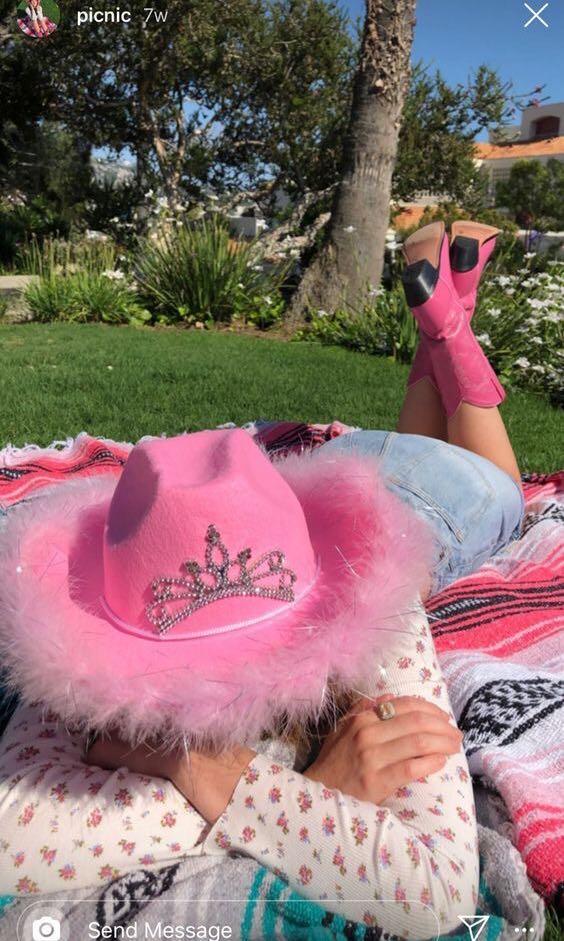 Pink Tiara Cowboy Hat Women S Fashion Watches Accessories Hats Beanies On Carousell