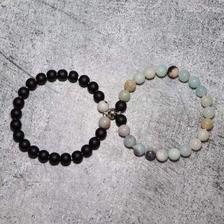 (2Pcs) Relationship/Couples Bracelet/bangle/band (2Pcs) Magnetic Matching Bracelets Gift For Best Friends Wrist Jewelry with Handmade stones (2Pcs) Relationship/Couples Bracelet/bangle/band (2Pcs) Magnetic Matching Bracelets Gift For Best Friends Wrist Jewelry with Handmade stones