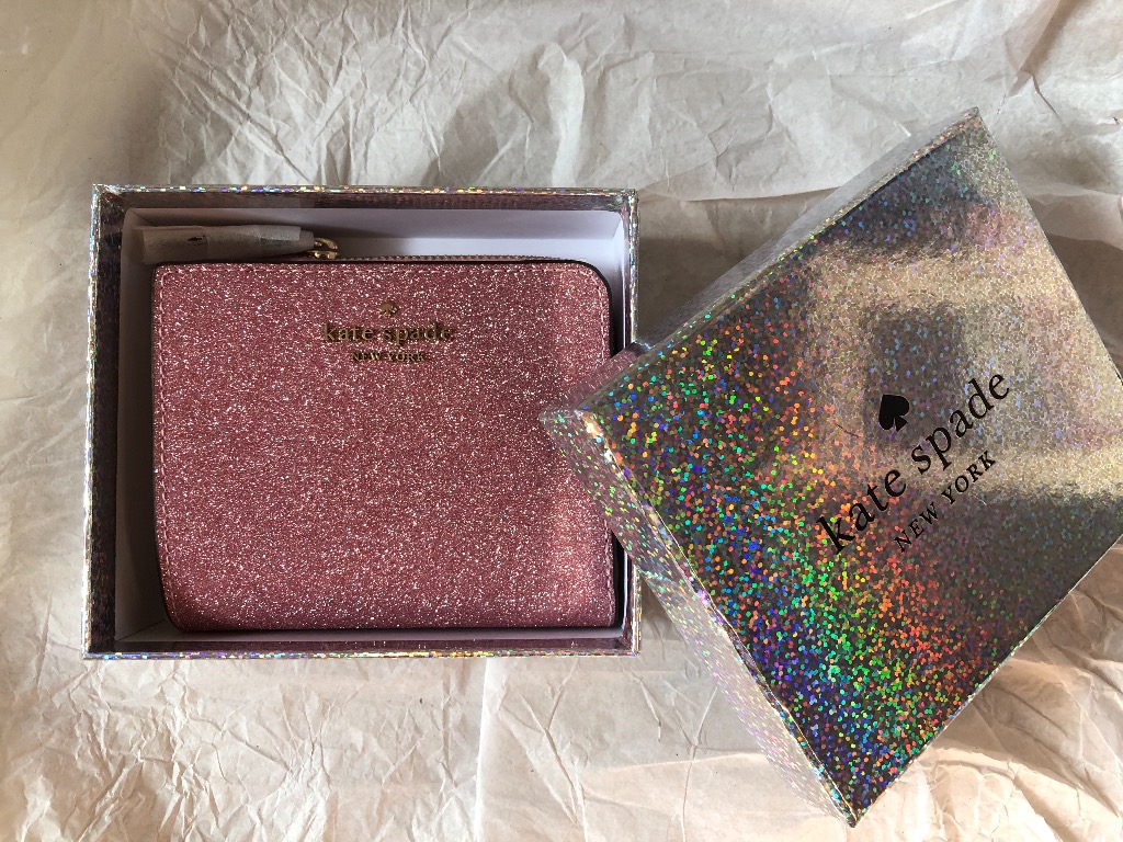 SALE In Stock Kate Spade Small Glitter Wallet L Zip Bifold in