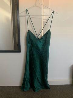 silk emerald green dress