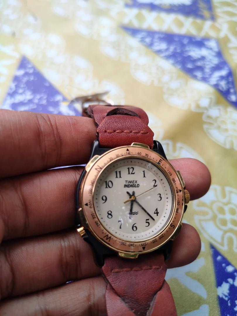 Timex indiglo leather discount strap