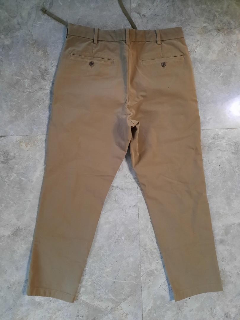 Uniqlo Smart EZY Pants 九分褲Khaki 卡其Size M, 男裝, 褲＆半截裙