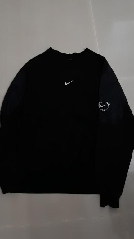 Vintage nike swoosh tick black pullover hoodie jacket Men s