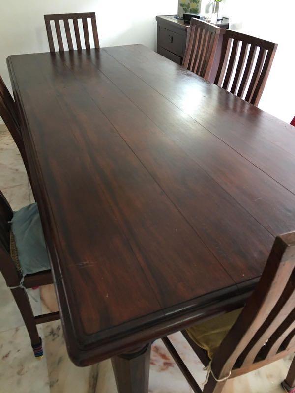 Antique Sri Lankan dining table & 8 chairs, Furniture & Home Living