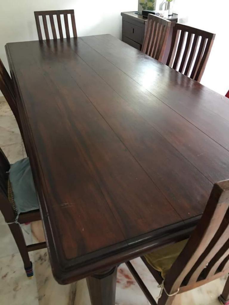 Antique Sri Lankan dining table & 8 chairs, Furniture & Home Living