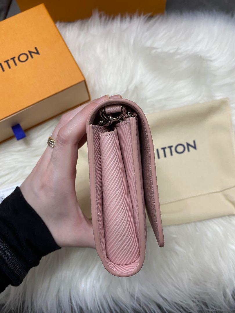Louis Vuitton Twist Pink Epi Rose Ballerine Leather Chain Wallet Bag 