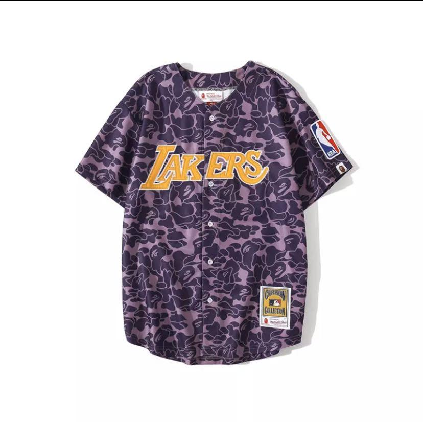 BAPE Baseball Jersey Lakers, Men's Fashion, Tops & Sets, Tshirts ...