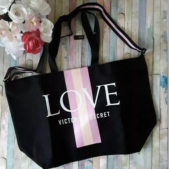 BNWT Victoria s Secret VS Love Weekender Tote Bag Sling Bag in Blackpink Women s Fashion Bags Wallets Cross body Bags on Carousell