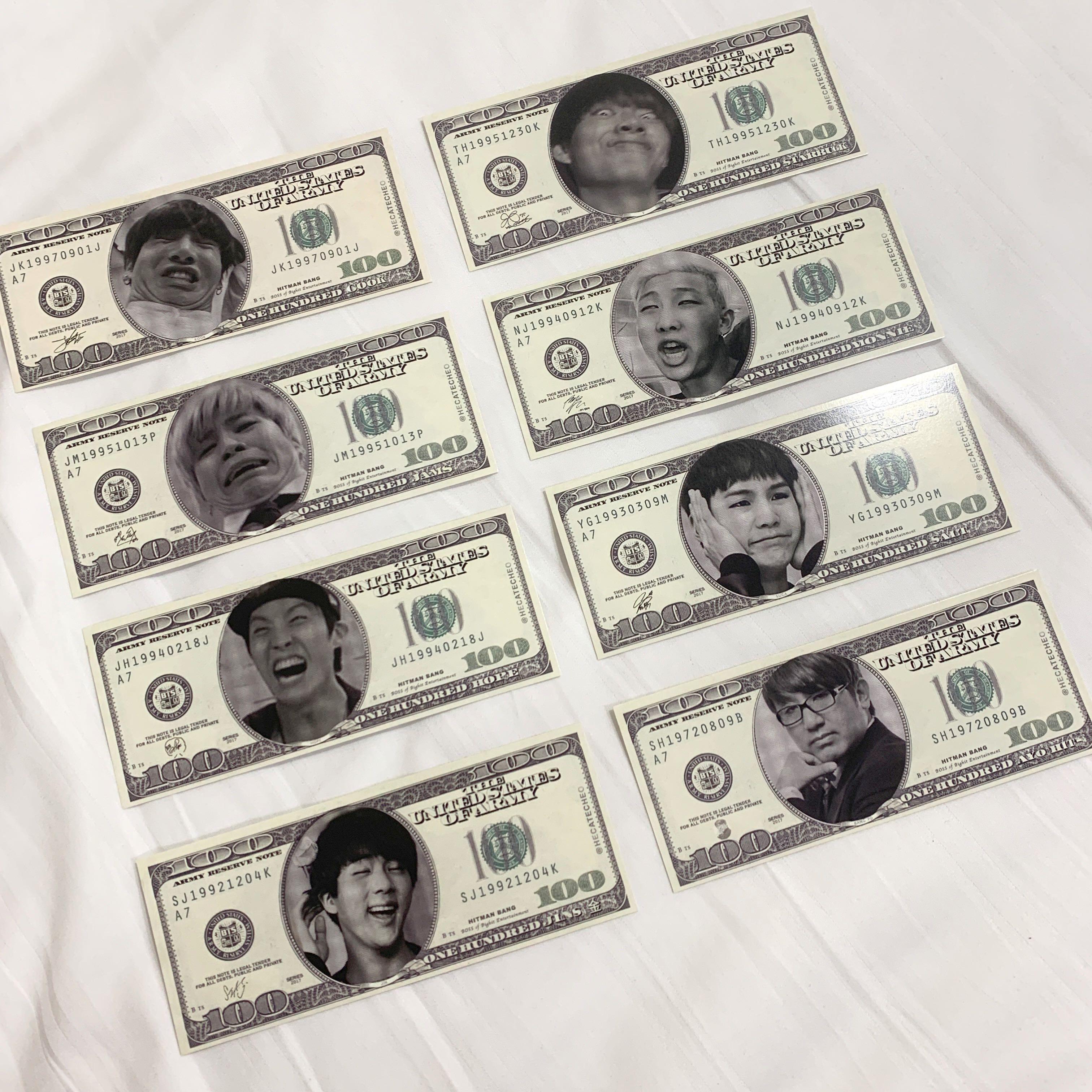 Bts Meme Dollar Bills Hobbies Toys Memorabilia Collectibles Fan Merchandise On Carousell
