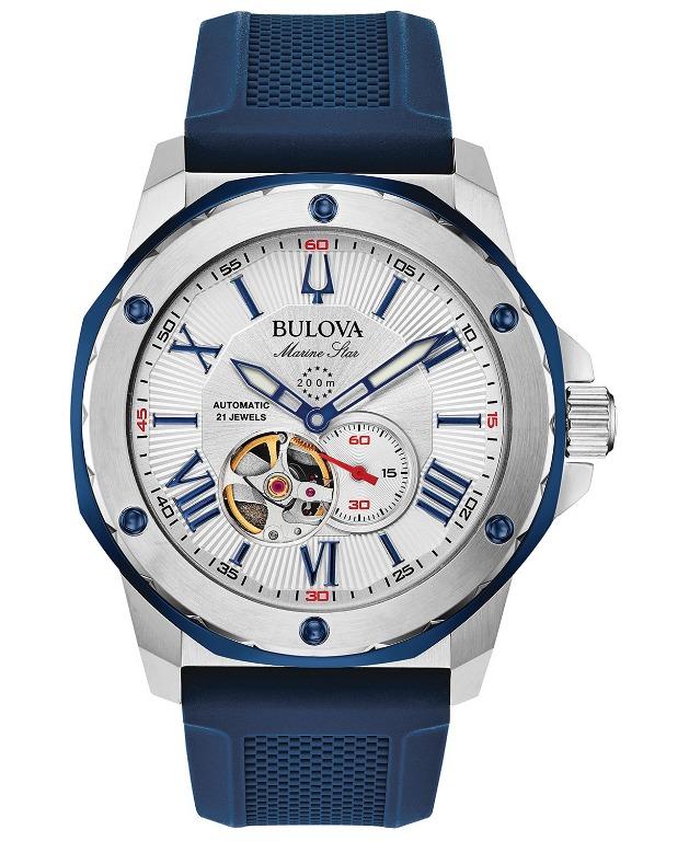 Men's automatic marine star blue silicone strap discount watch 45mm