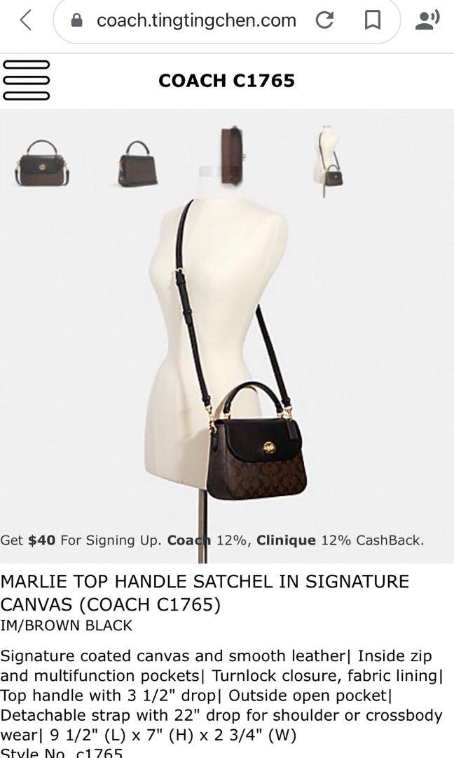 Turnlock curved top handle crossbody in signature canvas top
