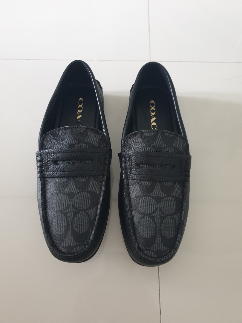 coach black penny loafers