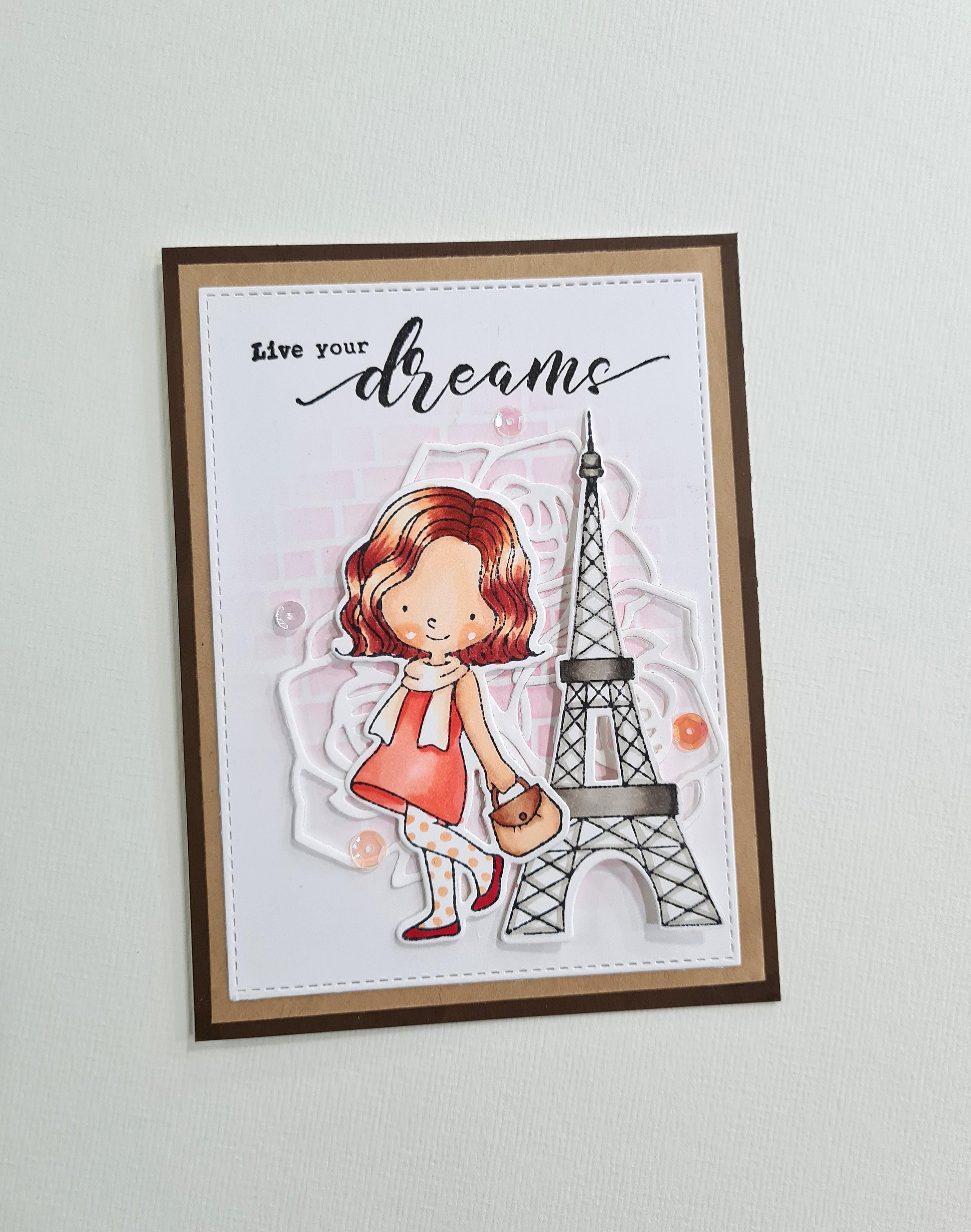 Farewell card - Girl & Effiel Tower, Hobbies & Toys, Stationery & Craft,  Stationery & School Supplies on Carousell