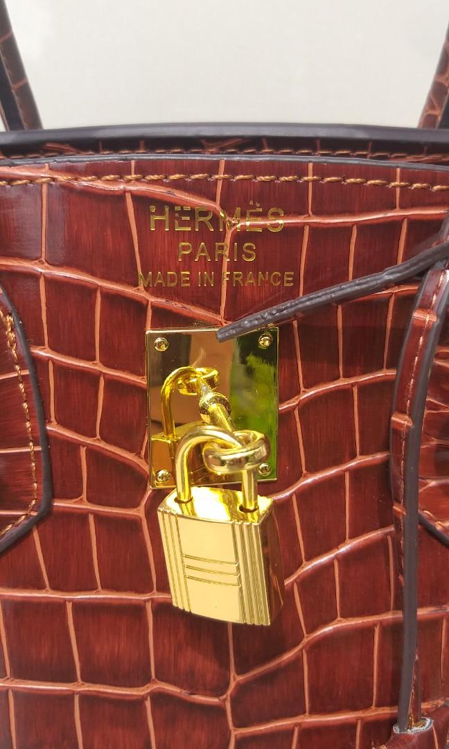 Birkin 30 crocodile handbag Hermès Brown in Crocodile - 22278973