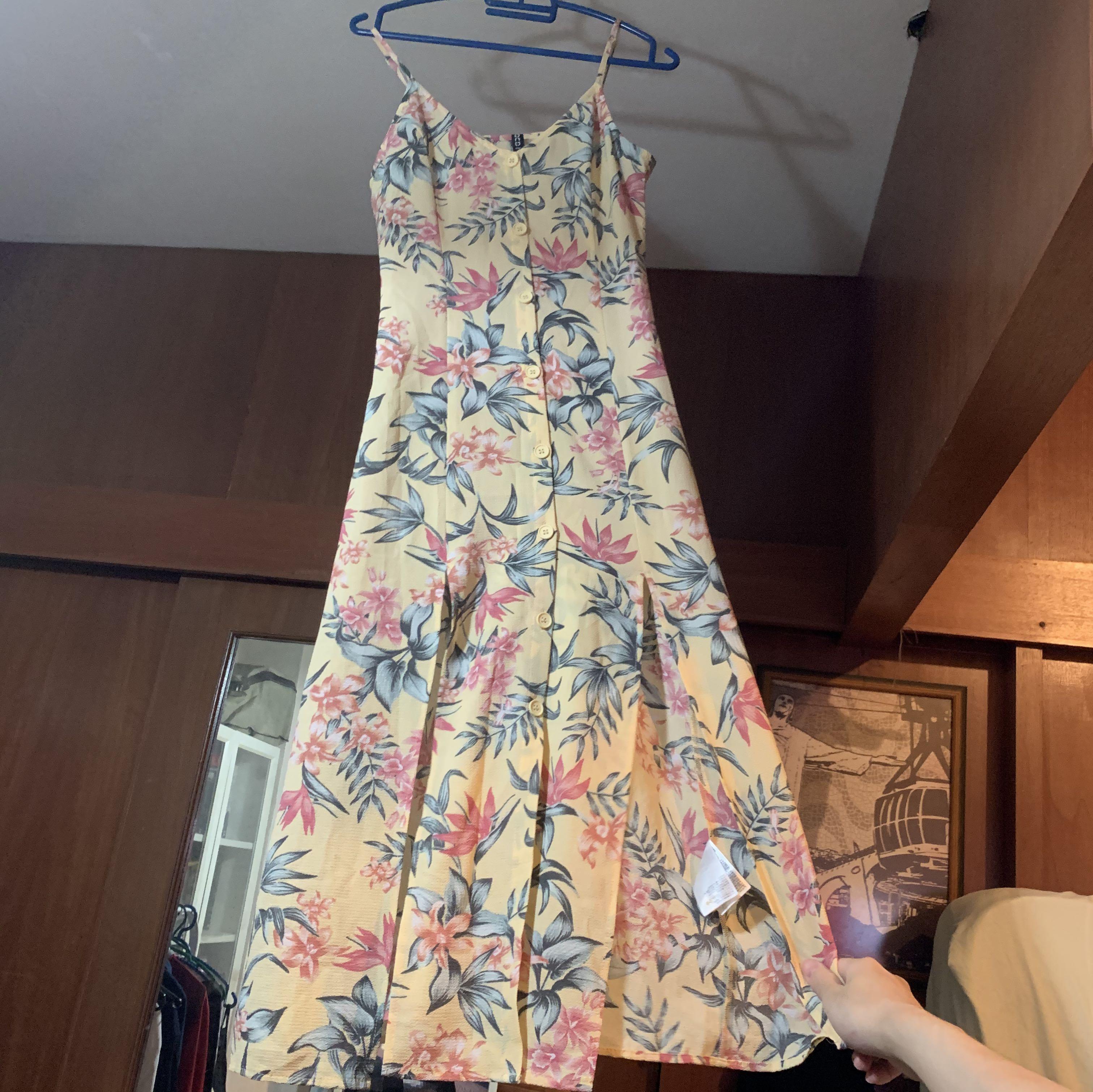 H&m yellow floral dress sale