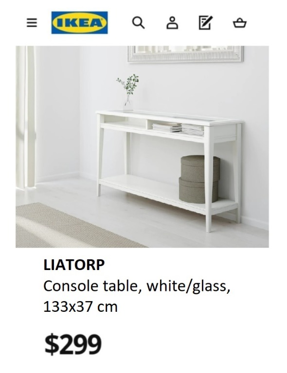 IKEA LIATORP CONSOLE TABLE WHITE GLASS Furniture Home Living