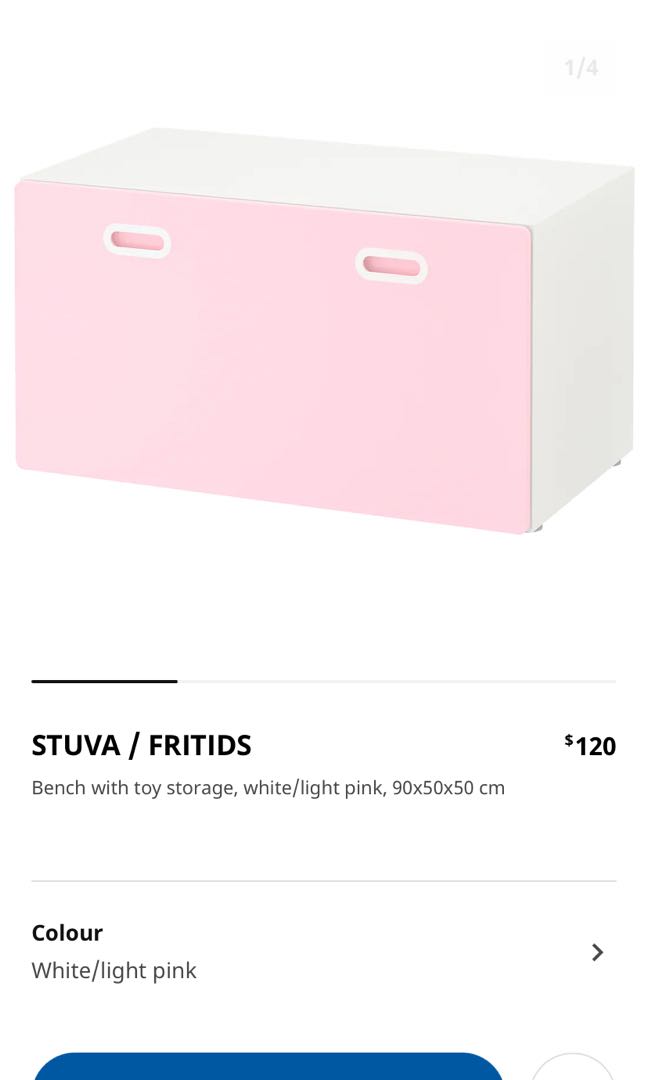 Ikea STUVA bench with toy storage, Furniture, Shelves & Drawers on