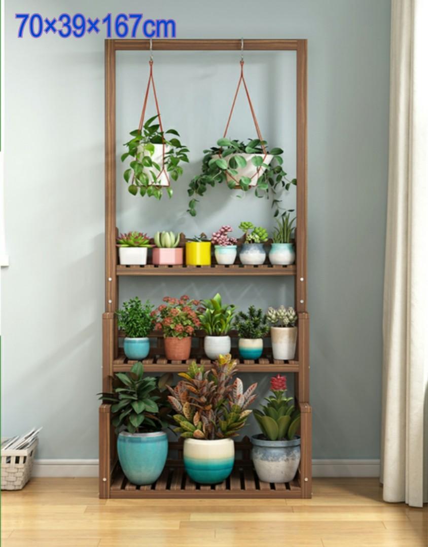 Wooden Plant Stand Balcony Flower Pot Ladder Shelf Outdoor Garden Stand Planter Indoor Plants Pots Home Decor Storage Rack Gardening Pots Planters On Carousell