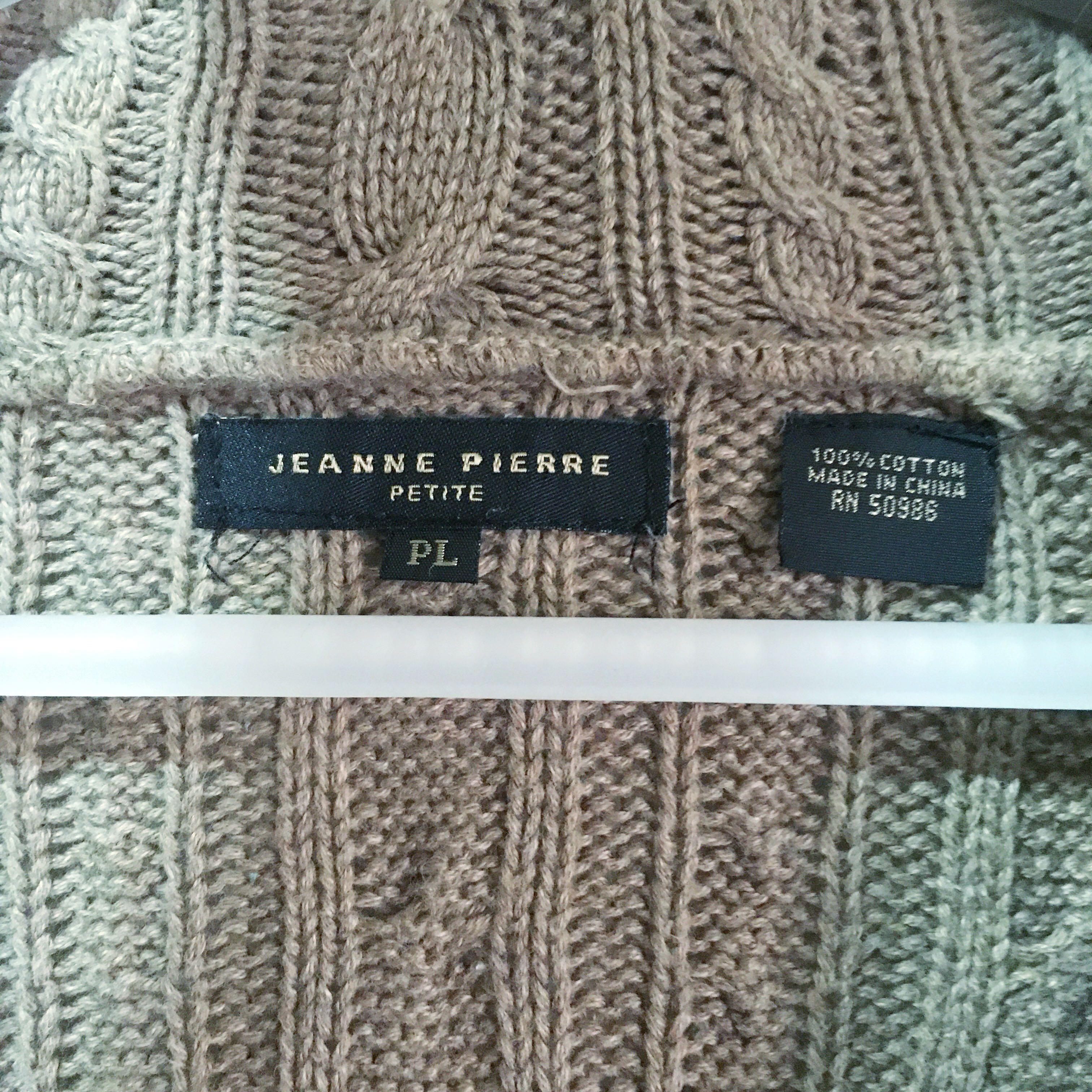 Jeanne Pierre Women s Brown Cable Knit Sweater Top Size L Large Women Authentic Original Women s Fashion Coats Jackets and Outerwear on Carousell