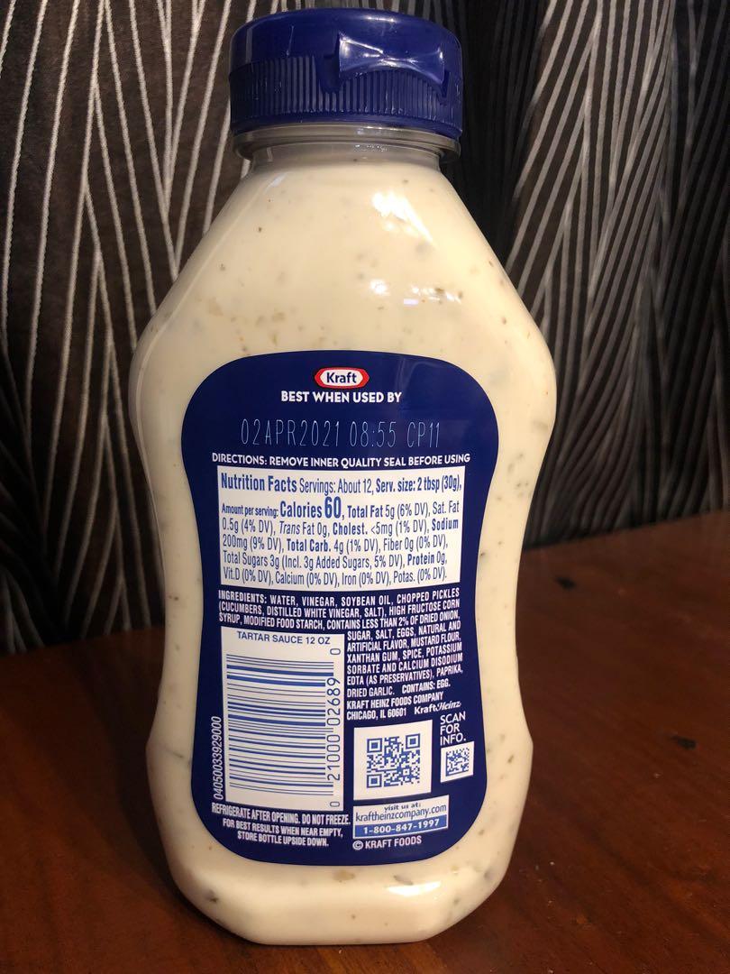 Kraft Tartar Sauce (Category: Packaged & Instant Food) located in Cainta. Submitted by napster27 (Listing ID 1057542970, Image 2). Description: 354ml Best when used by April 2 2021.