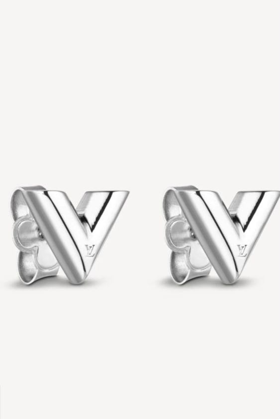 Louis Vuitton Essential V Stud Earrings 2021-22FW, Silver