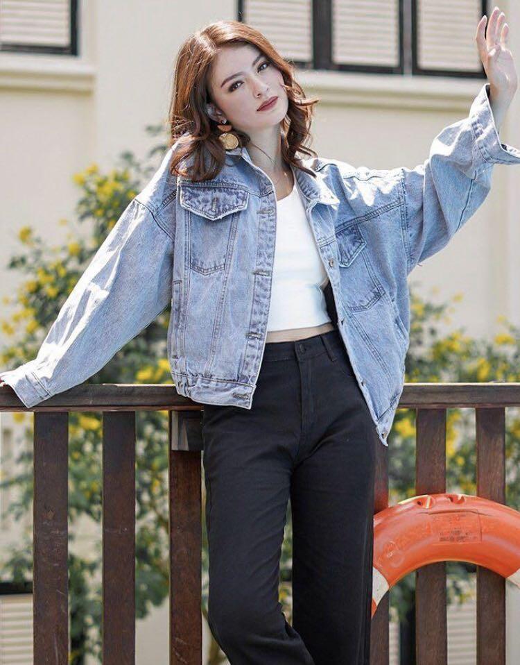 LOVET Skye Crop Denim Boyfriend Jacket