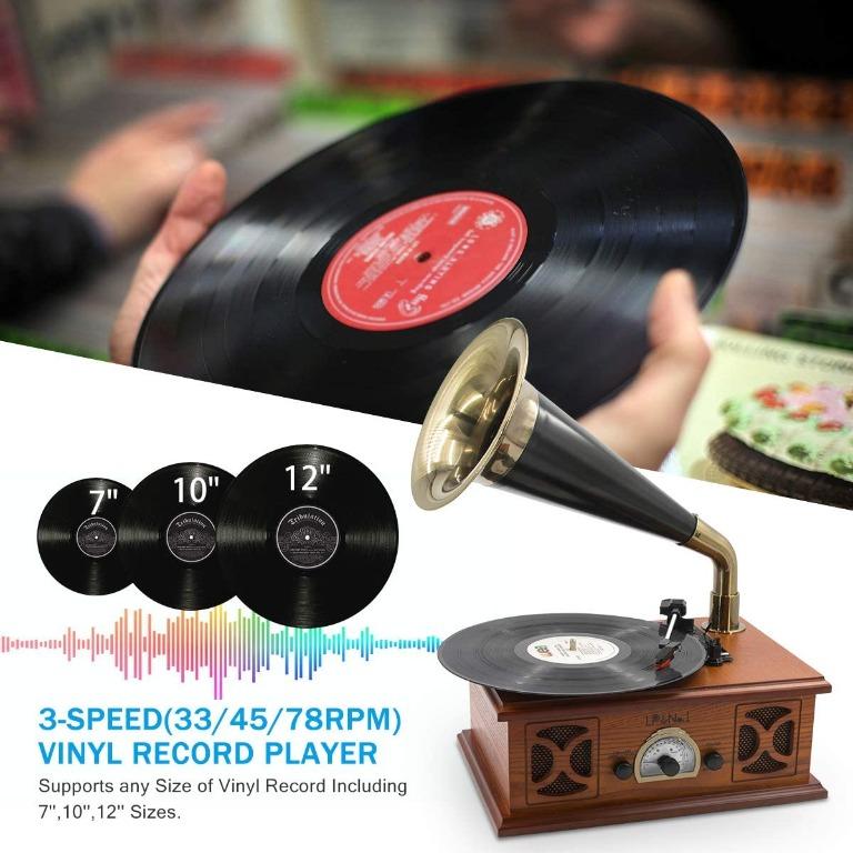 LP NO.1 Vintage Record Player Classic Turntable Support 7 10 12