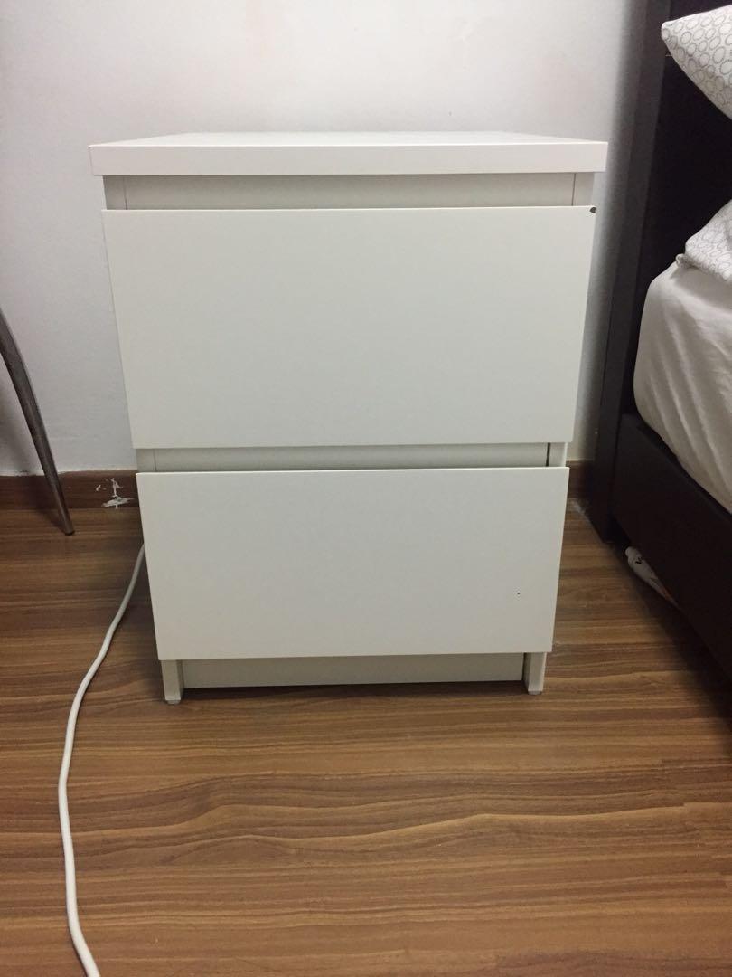 Malm IKEA Bedside Table, White 40x55 cm,, Furniture & Home Living