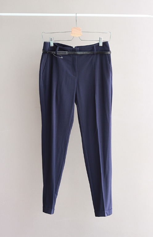 navy blue elastic waist work pants