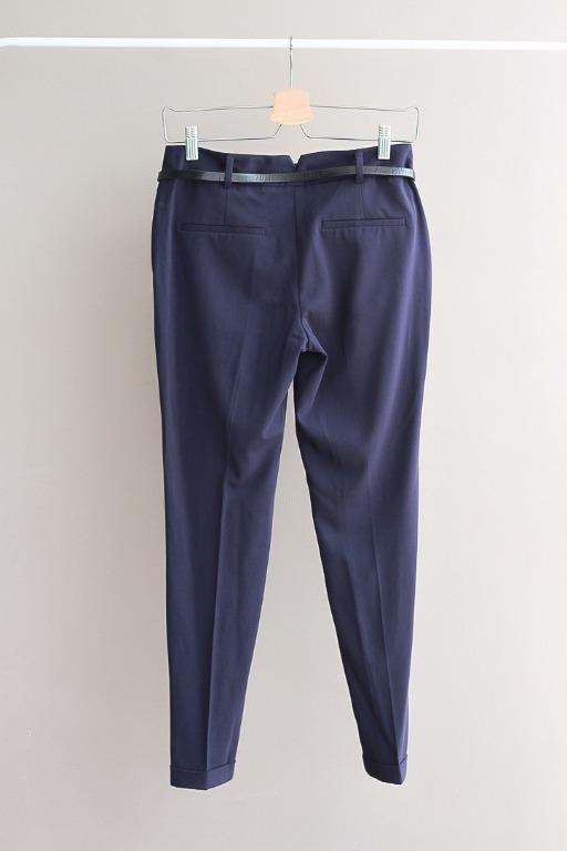 navy blue elastic waist work pants