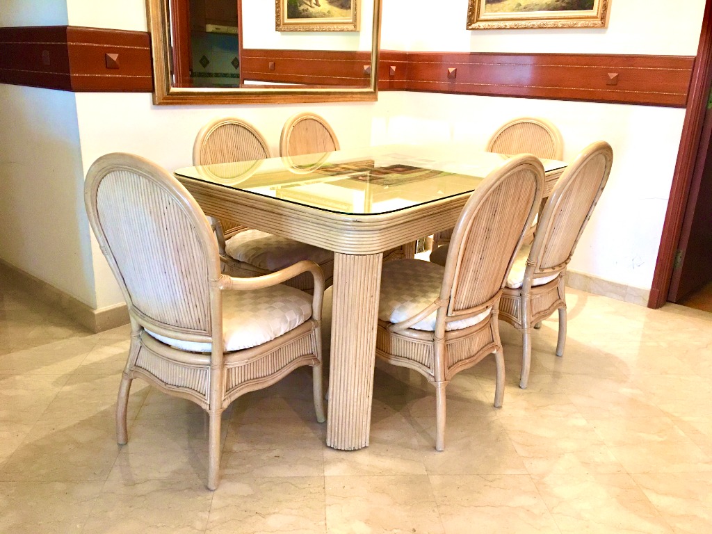 Manila Cane 6Seater Dining Set, Furniture & Home Living, Furniture