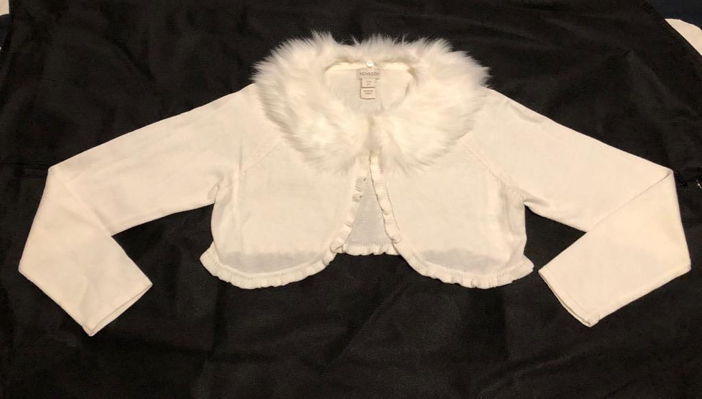 Monsoon Girl New Cardigan 女童毛毛領短外套, 兒童＆孕婦用品, 嬰兒及