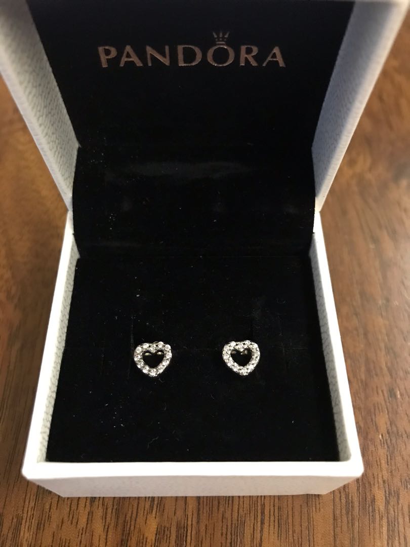 Pandora Open Heart Stud Earrings Women s Fashion Jewelry