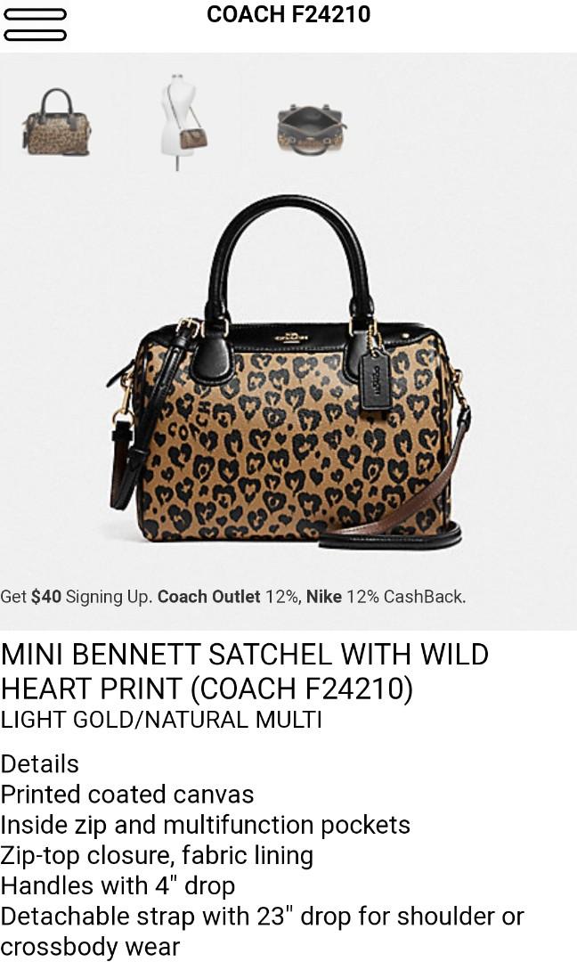 Buy COACH Mini Bennett Satchel with Wild Heart Leopard Print Crossbody at