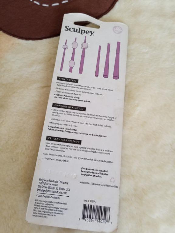 Sculpey Etch 'n Pearl (Category: Craft Supplies & Tools) located in Quezon City. Submitted by yanadoodles25 (Listing ID 1057608506, Image 2). Description: Originally bought from Deovir. RFS: had a polymer clay business a while back, but didn't get to use these as often. package has been opened and items may have slight tarnish but are completely fine. Product Use: -functional points and different sized rods for piercing and baking beads. - etch d