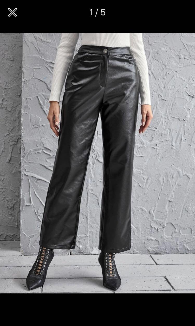 Shein Leather Pants, Women's Fashion 