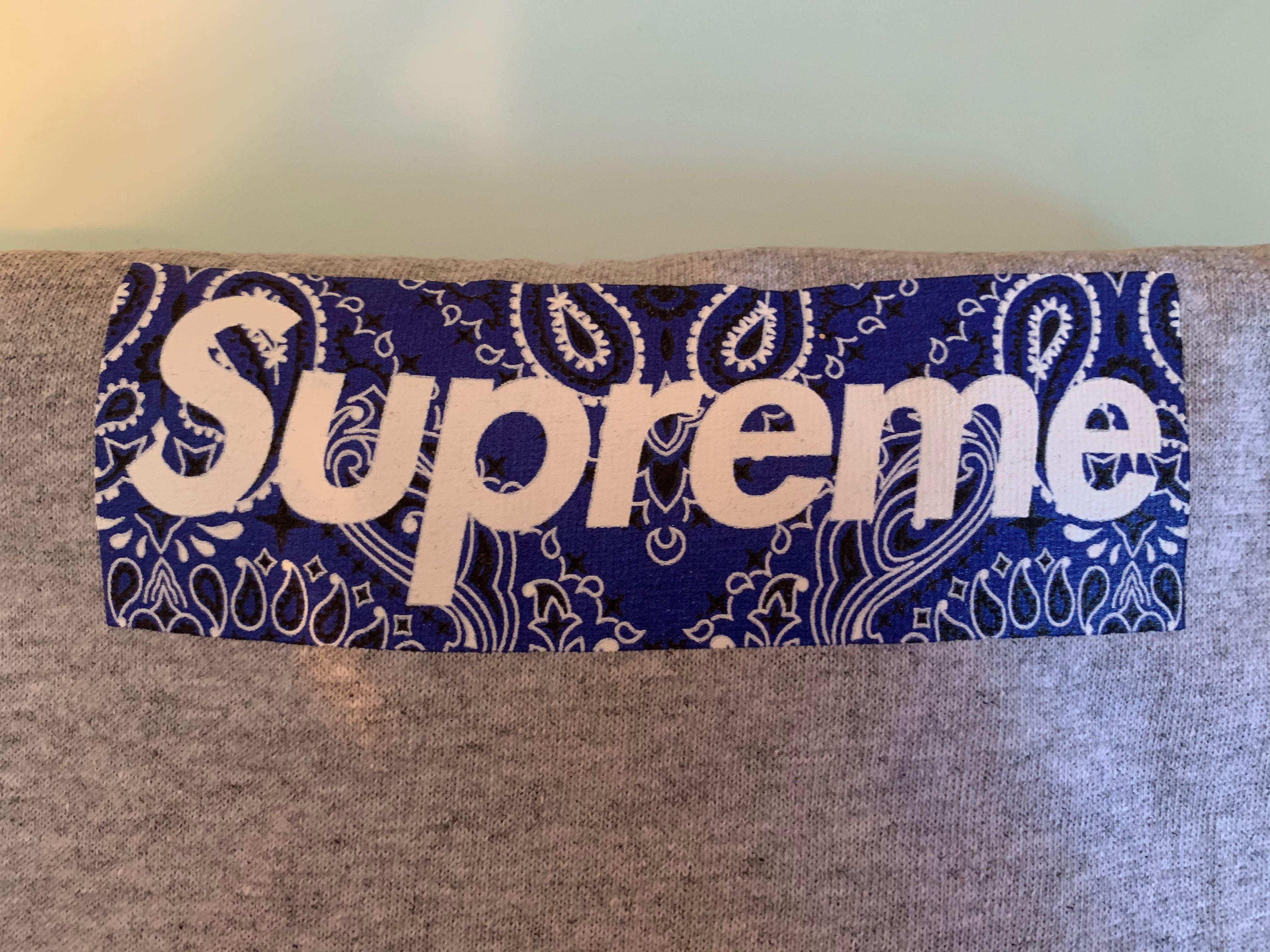 Supreme Bandana Box Logo Tee Heather Grey Size L, 男裝, 外套及戶外