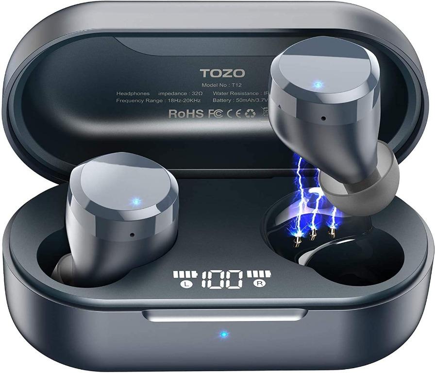 TOZO T12 True Wireless Earbuds Bluetooth 5.3 Digital LED Display IPX8  Waterproof