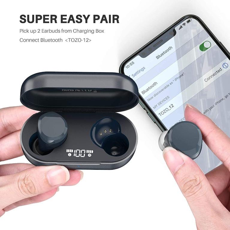 TOZO T12 Wireless Earbuds LED Digital Display IPX8 Waterproof Bluetooth  Headset