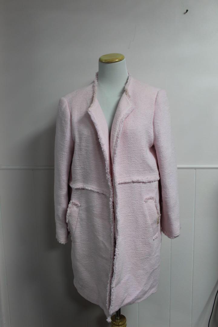 Zara pink tweed coat on sale