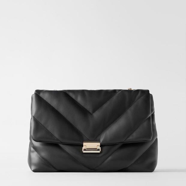 Zara quilted maxi crossbody bag white deals