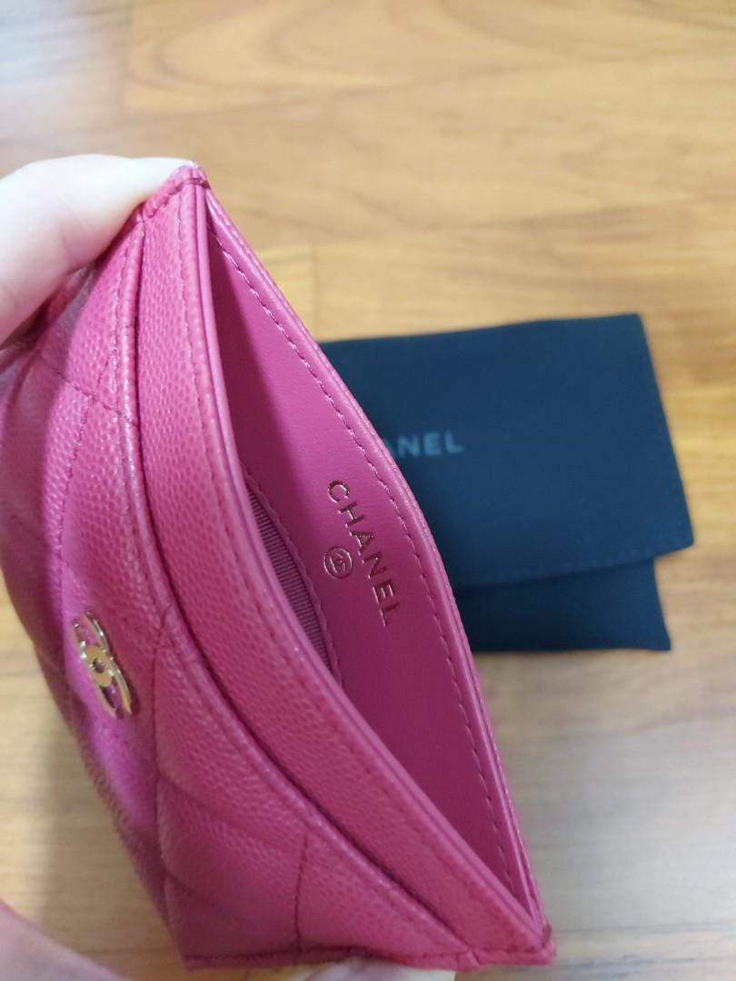 So Pretty & Rare Chanel 21S Pink Caviar Zipped Card Coin Purse Wallet Light  GHW