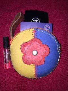 🌺 Hippy Patchwork Genuine Suede Leather Mini Coin Purse in Colorblock  BOHO HIPPIE Mash-up RARE XS