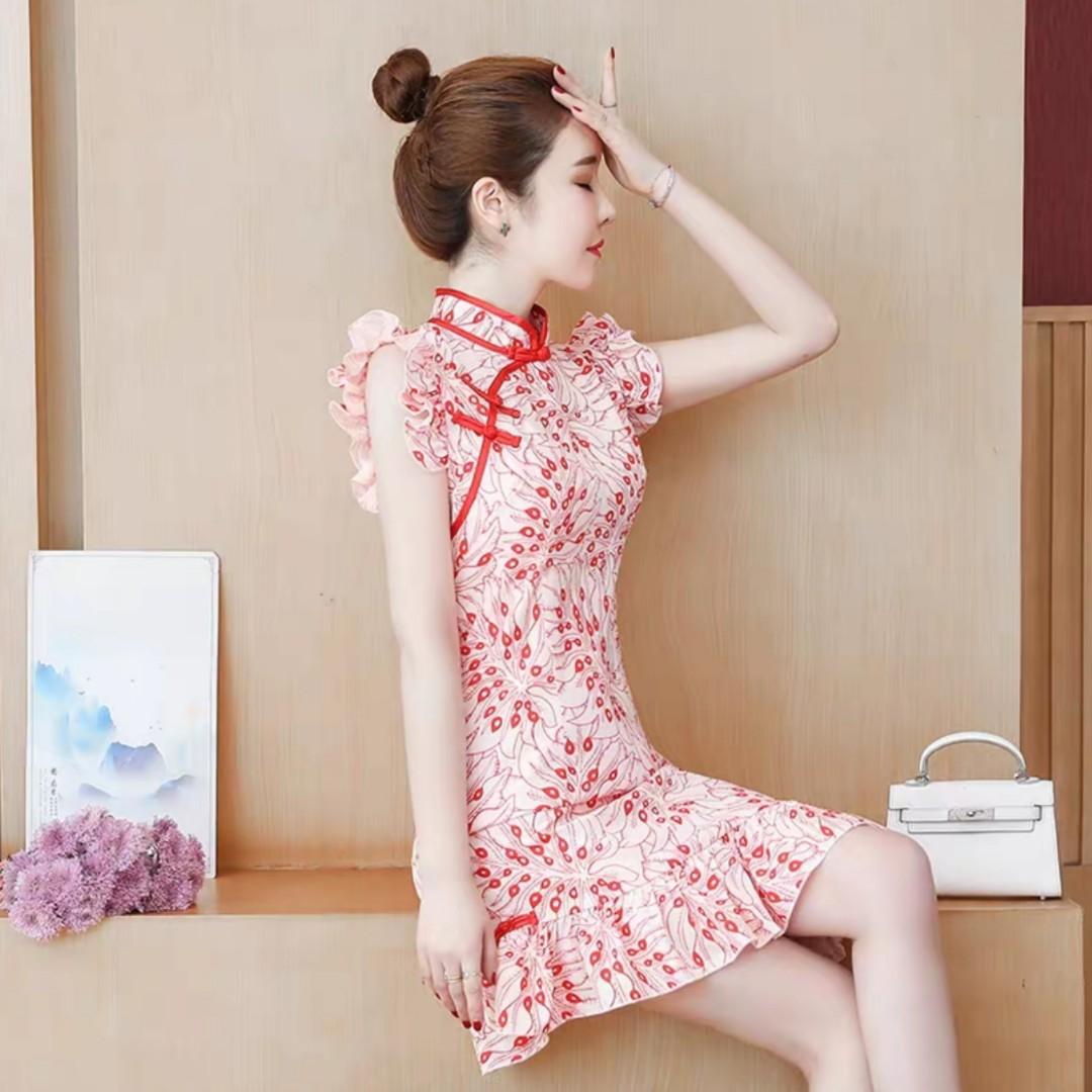 S 3XL Small Plus Size Korean Fashion Cheongsam Dress