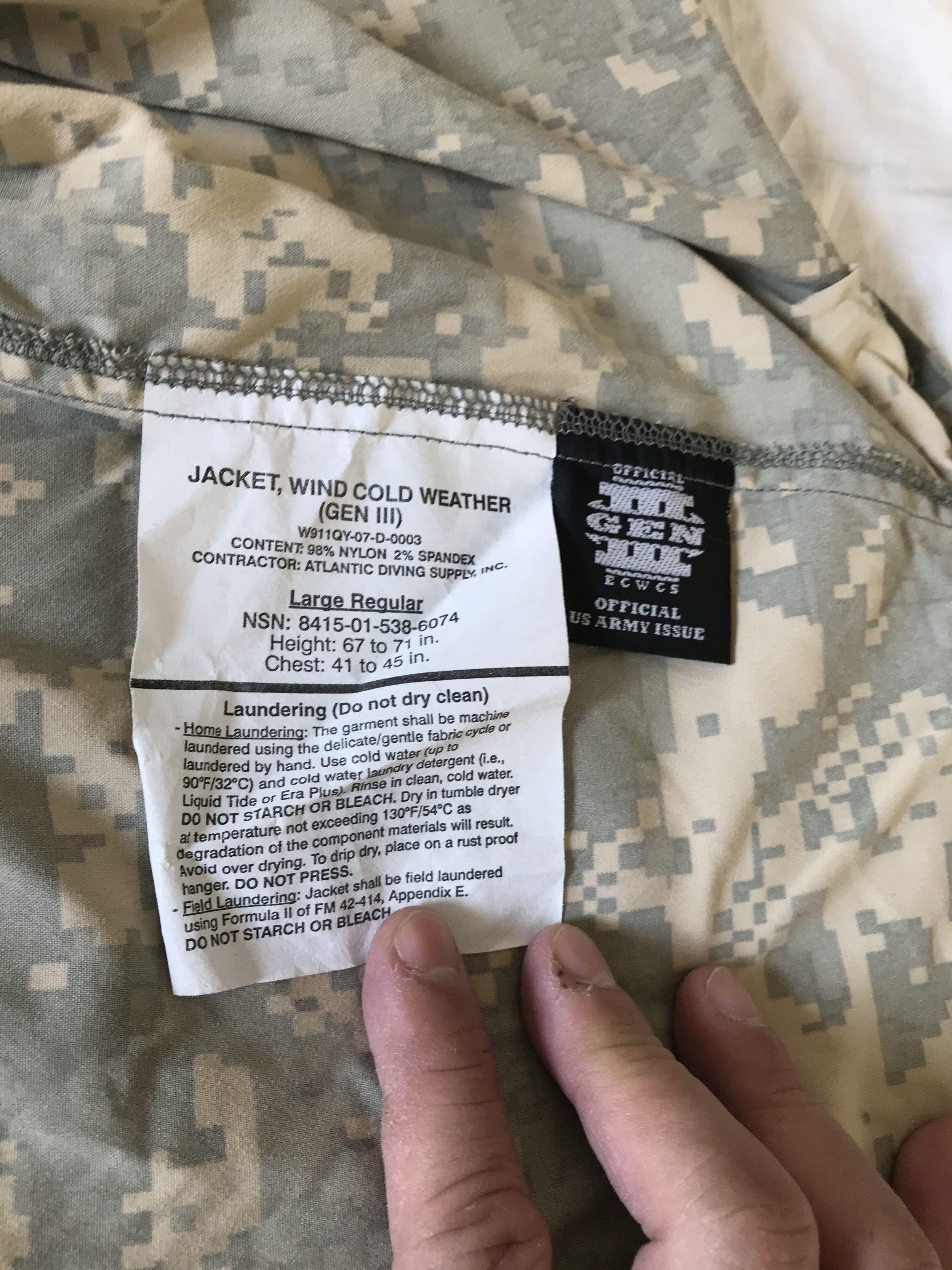 美軍真品US Army ACU camo wind cold jacket (Level 4) 陸軍數碼迷彩