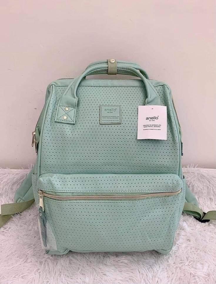 Anello Mint Green Mini Backpack Anello Perforated Backpack - Main Image